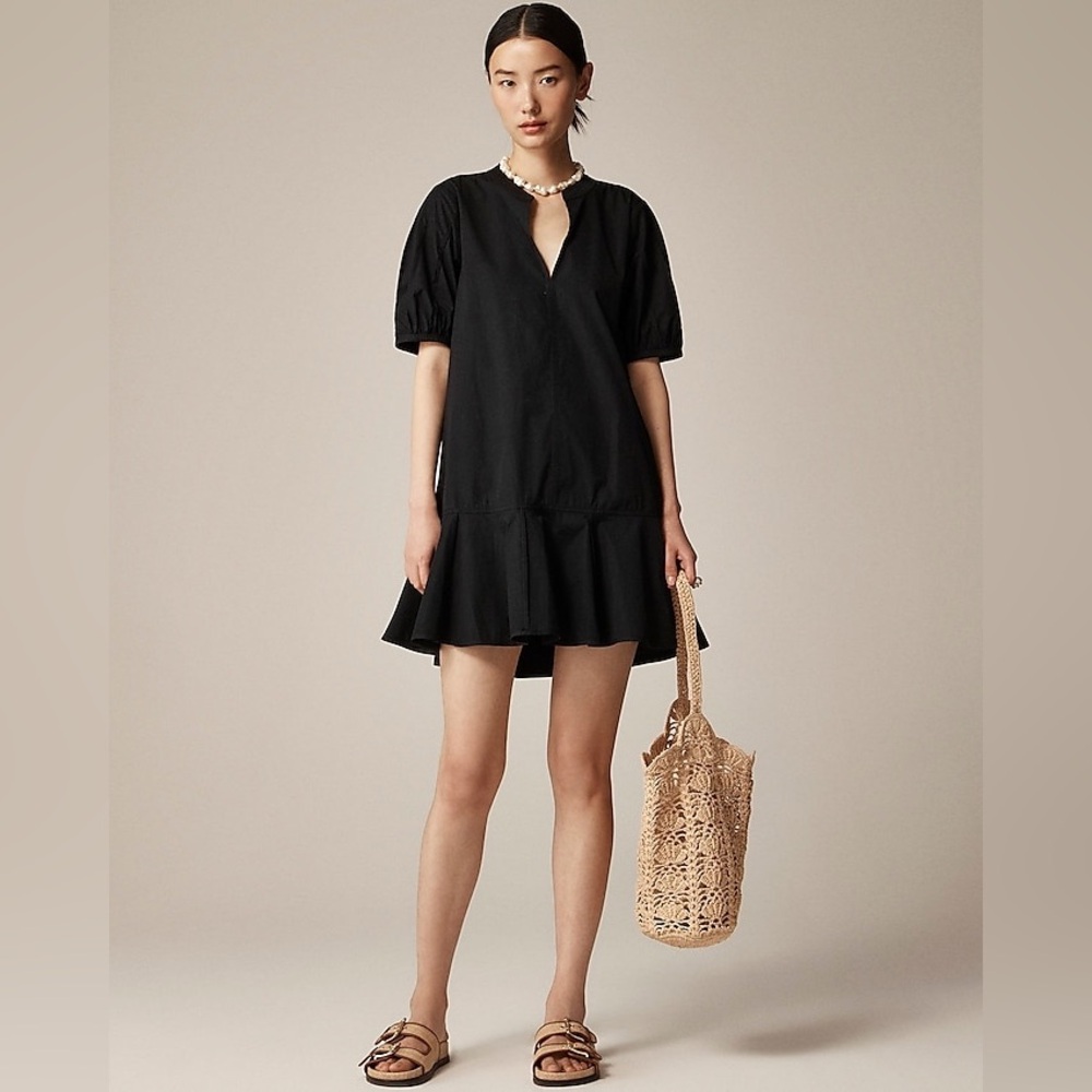 J.Crew Delilah dress in cotton poplin black size XS NWT